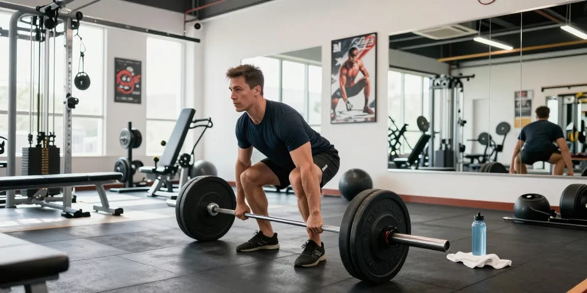 Anabolika kaufen für Muskelaufbau: Athlet hebt Gewichte im modernen Fitnessstudio