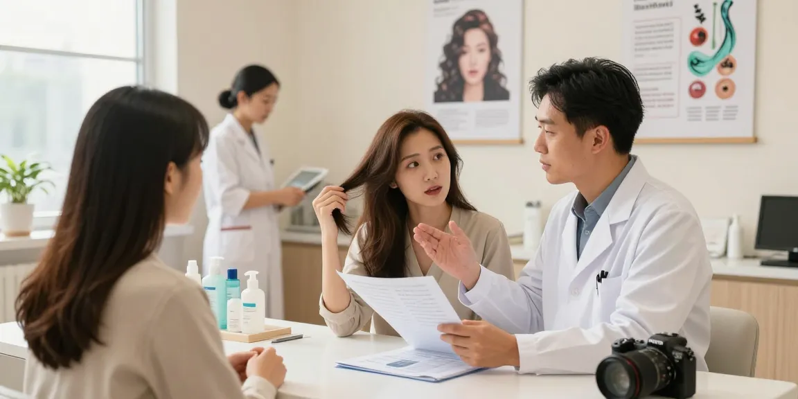 Consultation for haarausfall behandeln at a hair treatment clinic.