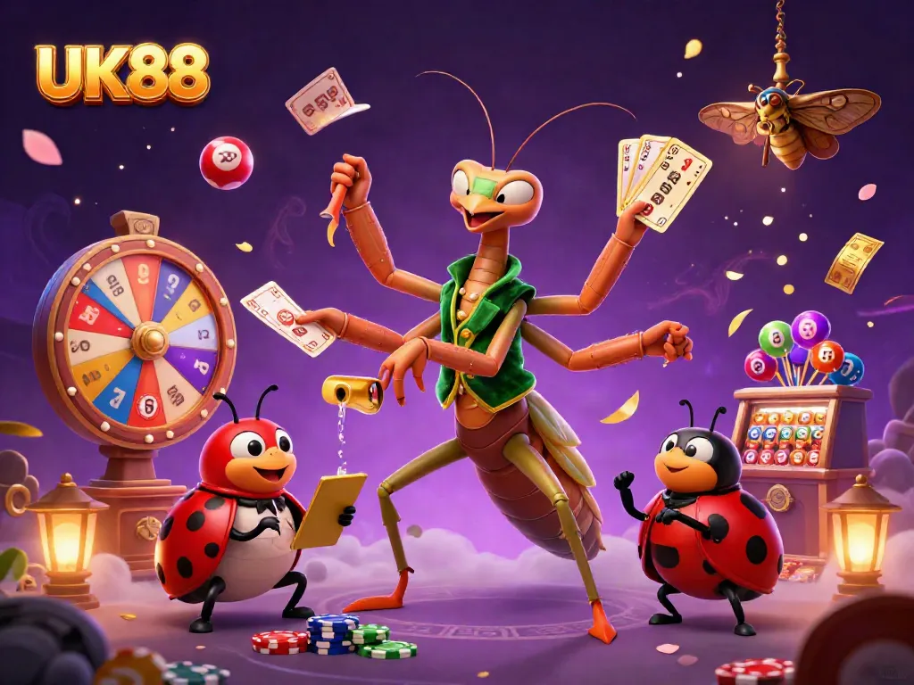 Experience the thrilling UK88 casino atmosphere with vibrant lottery elements in an enchanting 3D scene.