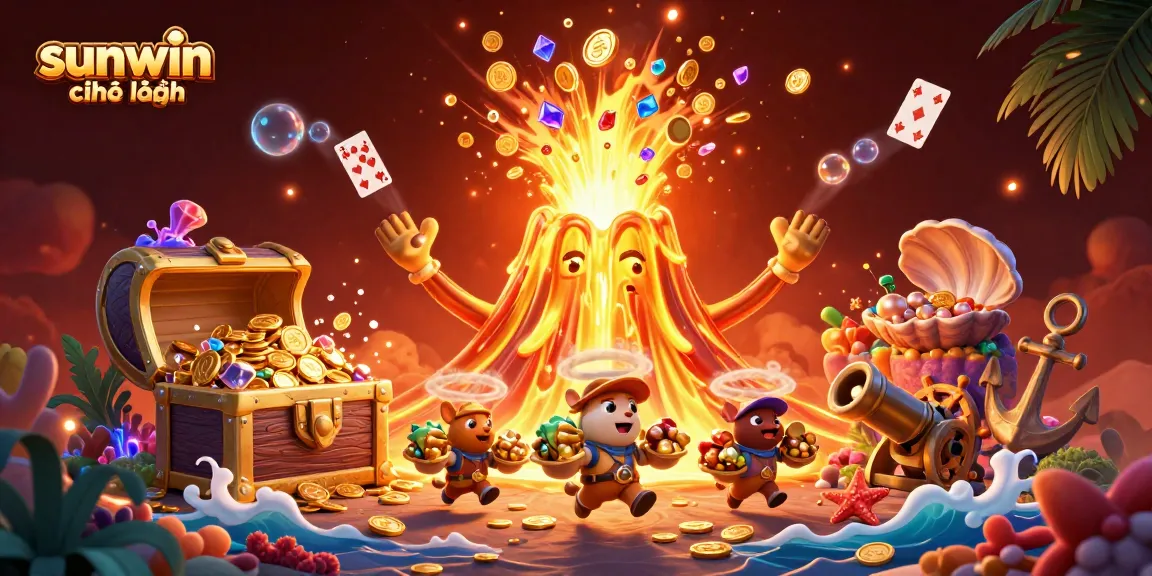 Experience thrills with sunwin chính hãng in a vibrant 3D casino scene brimming with treasures.