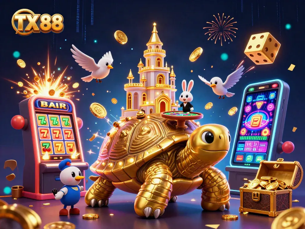 Experience TX 88 gaming excitement with colorful characters and vibrant casino elements.