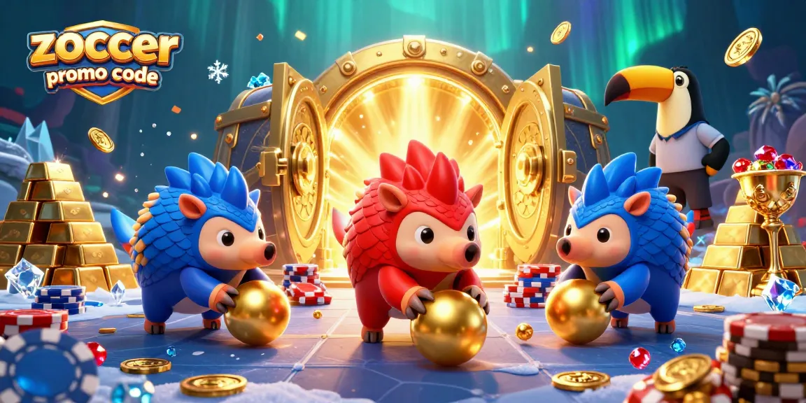 Engage with Zoccer Casino promo code in a vibrant scene filled with rival pangolins and casino treasures.