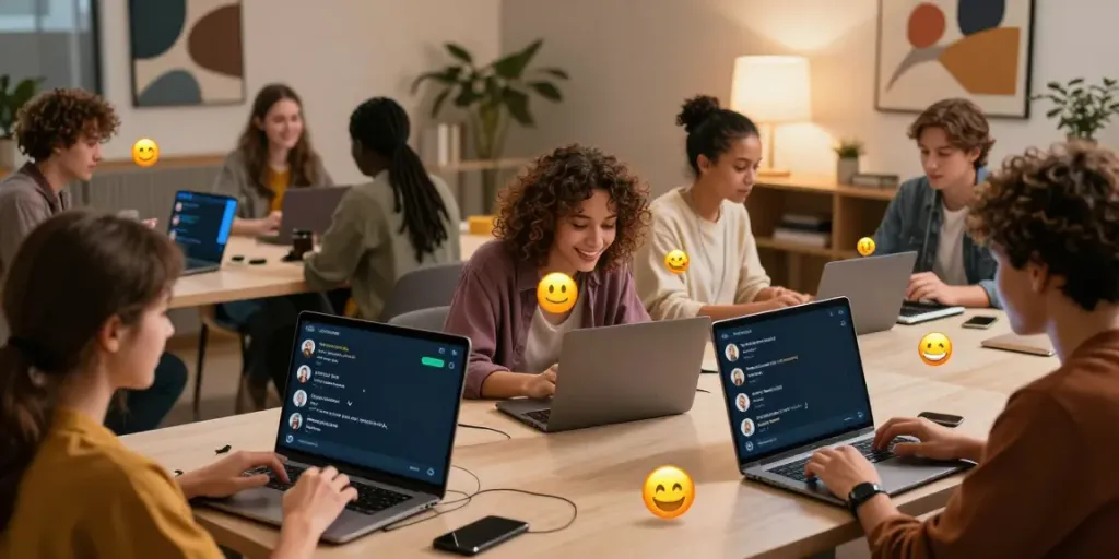 Engaged users in a lively spicy chat room with vibrant visuals and AI avatars.